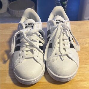 Adidas Classic White Sneakers with Black Stripes